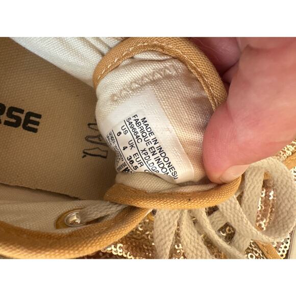 Converse Chuck Taylor All Star Gold Sequined Low Top Sneakers - Women's US 6 - Picture 7 of 7